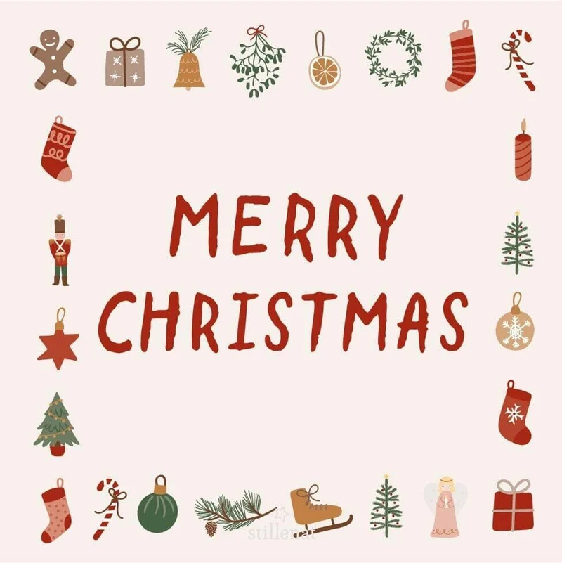 Ib Laursen - Serviet 16,5x16,5 Cm Merry Christmas Og Juleikoner 20 Stk/Pk - 95908-00