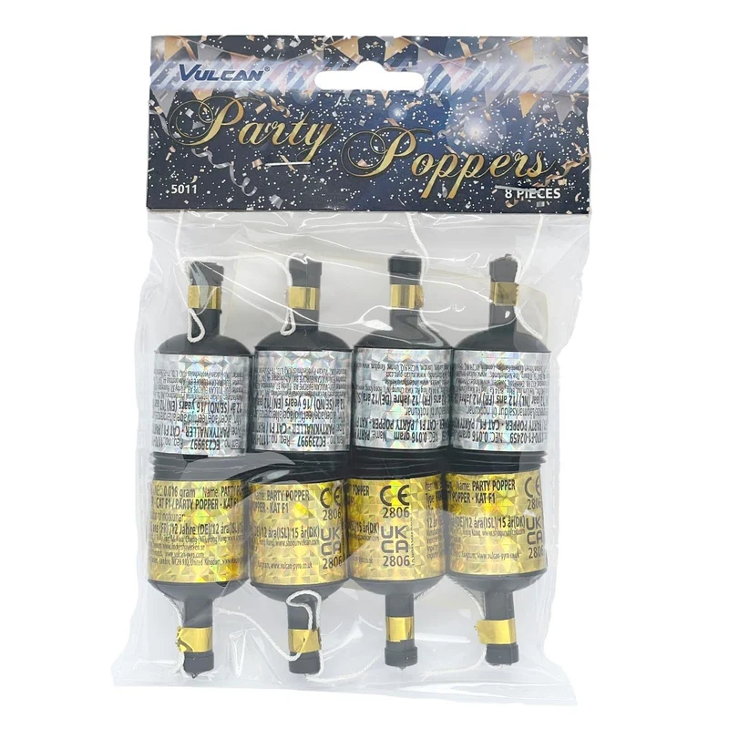 Partypopper, guld & silver 20 st