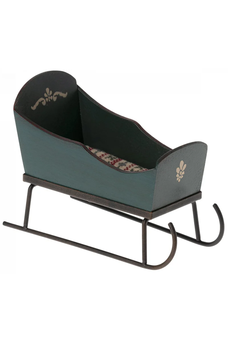 Maileg - Sleigh, Mouse - Green