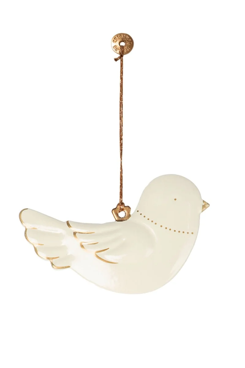 Maileg - MetalophæNg, Fugl - Off White/Guld - 14-6512-00