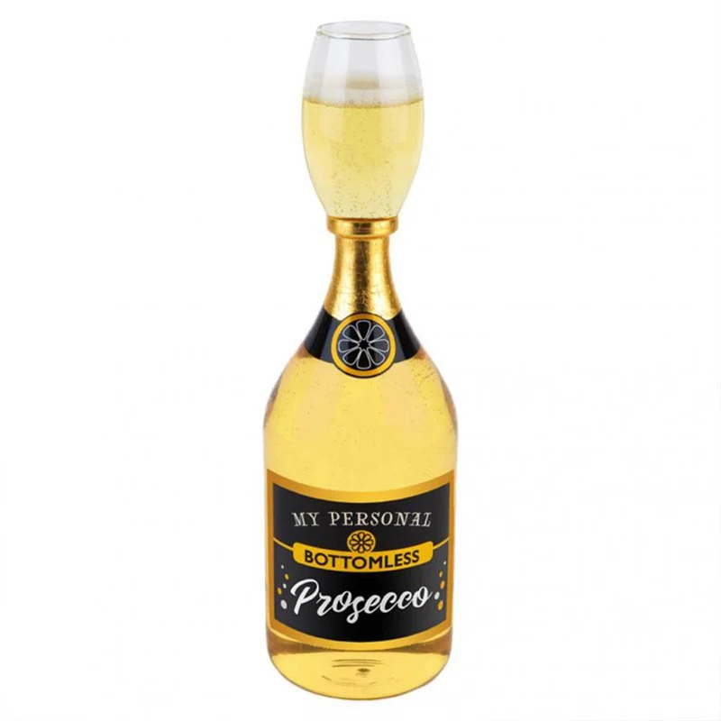Glas, prosecco bottle