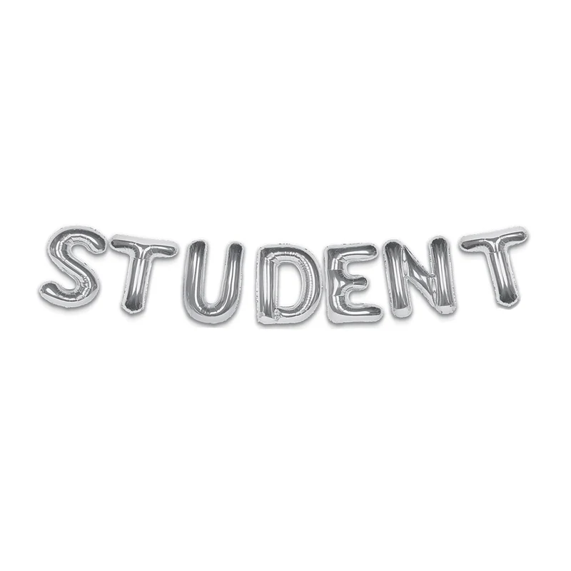 Folieballong, girlang student silver 35 cm