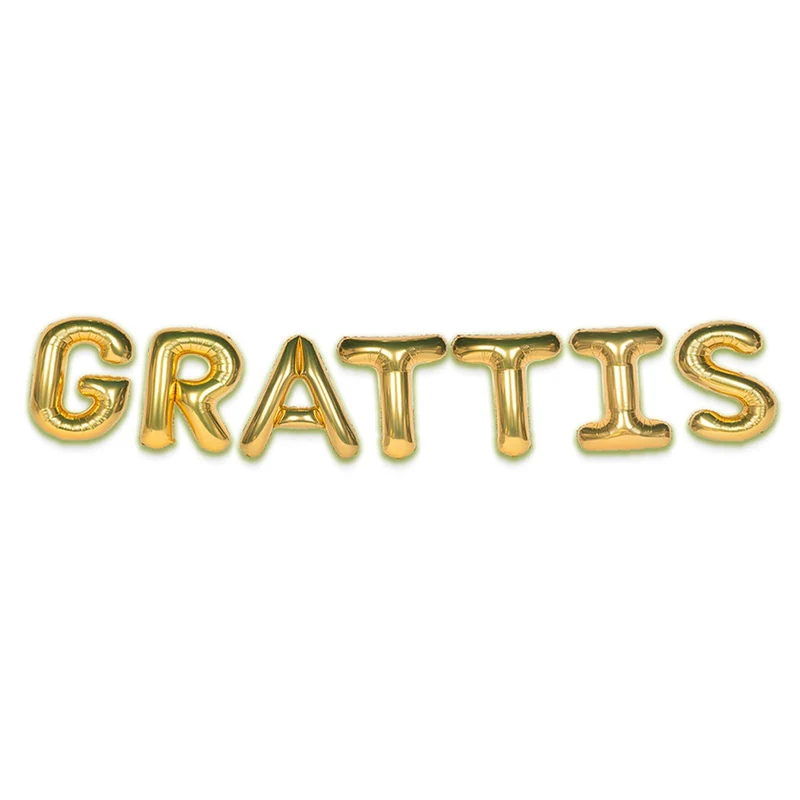 Folieballong, girlang grattis guld 35 cm