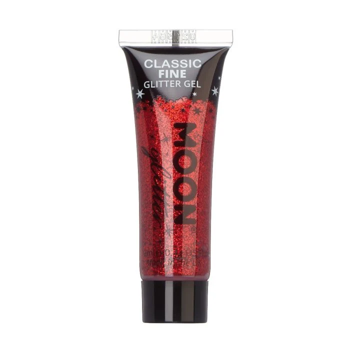 Moon Ansikts- & kroppsglitter i tub, röd 12 ml