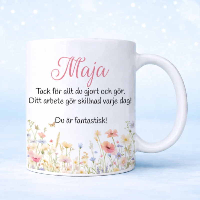 Blommor | Fröken & pedagog | Personlig mugg