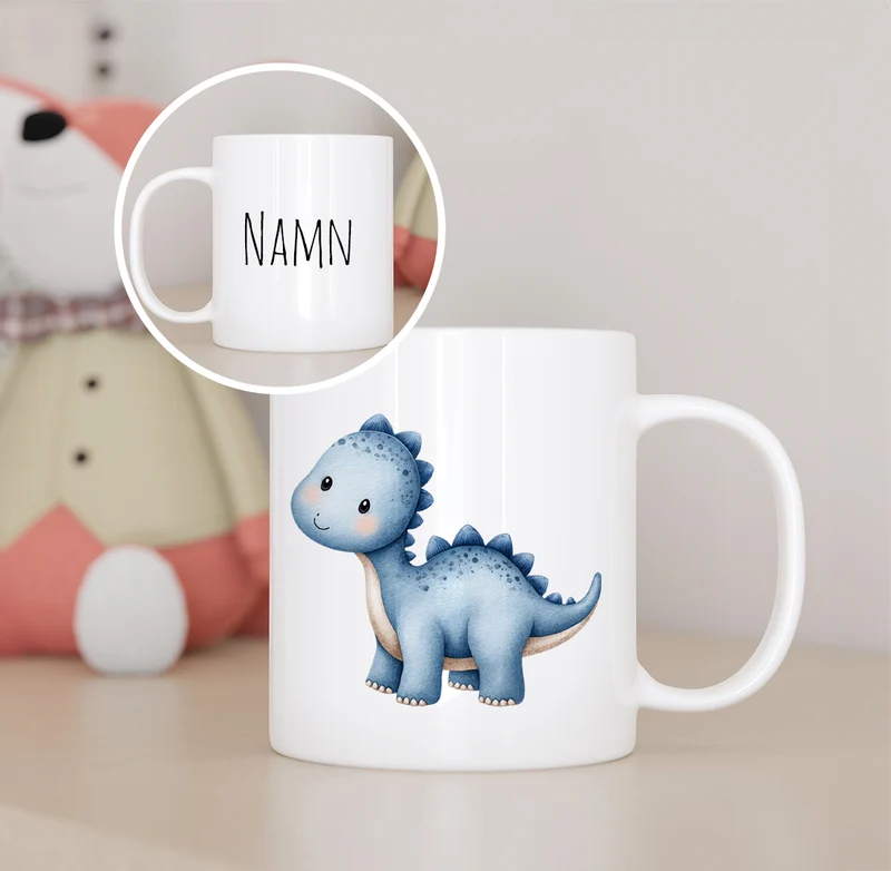 Dino blå | Personlig barnmugg