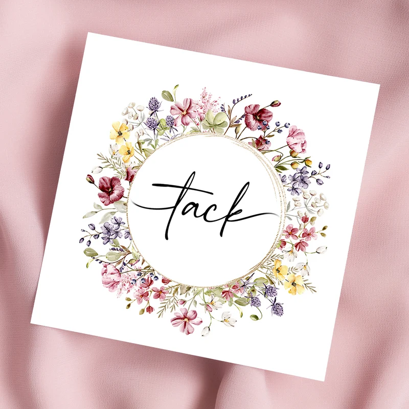 Tack (blomkrans) | Dubbelvikt kort