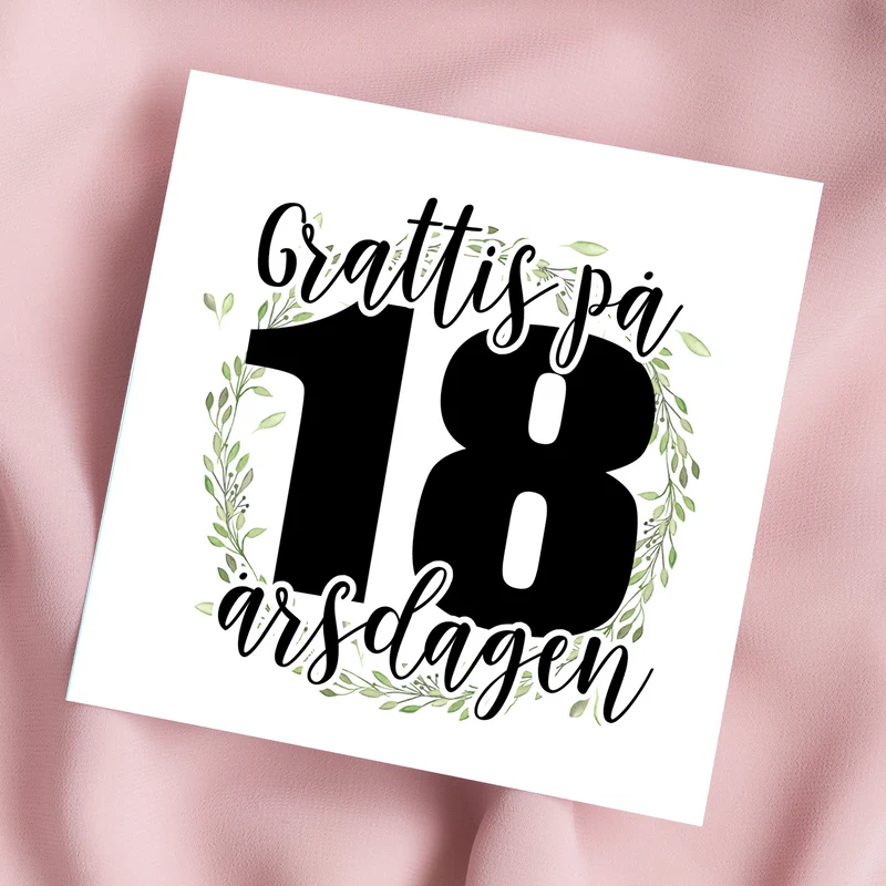 Grattis 18 år | Dubbelvikt kort