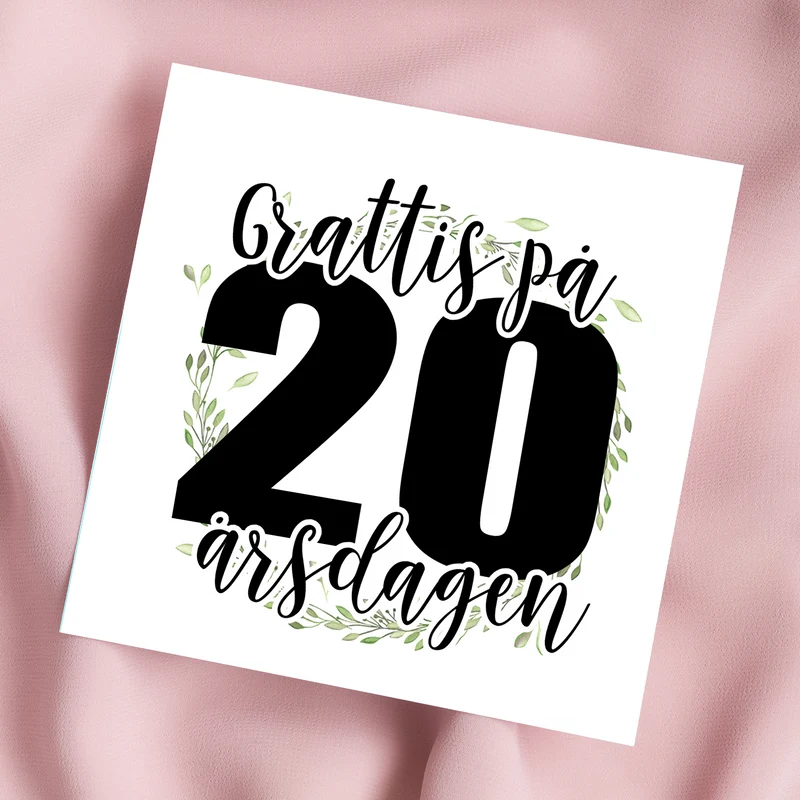 Grattis 20 år | Dubbelvikt kort