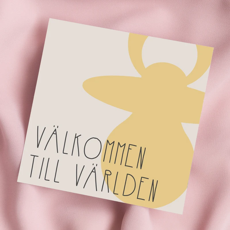 Välkommen (gul) | Dubbelvikt kort