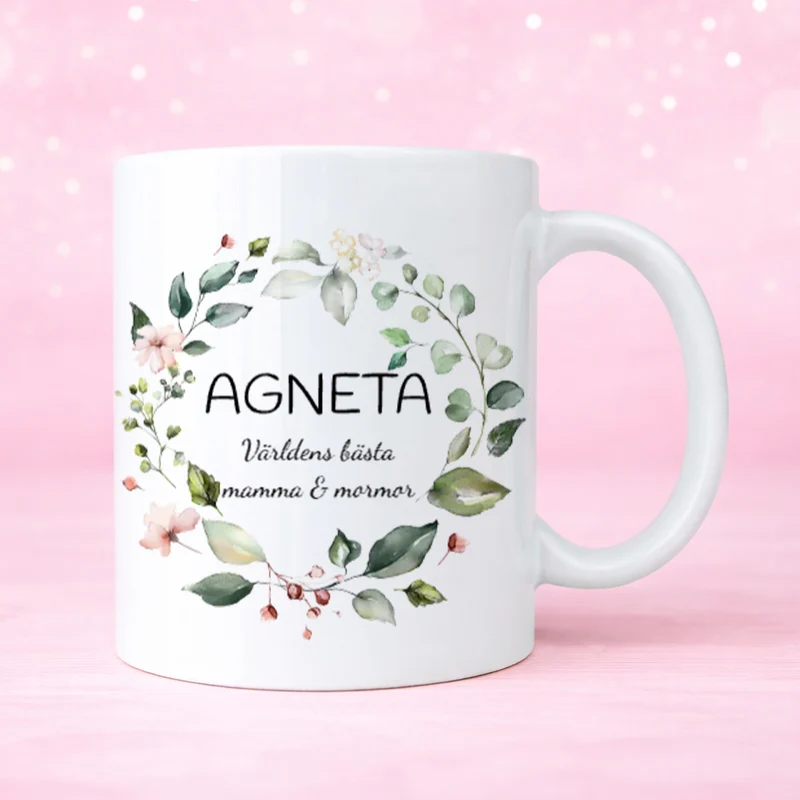 Blomkrans | Mamma | Personlig mugg
