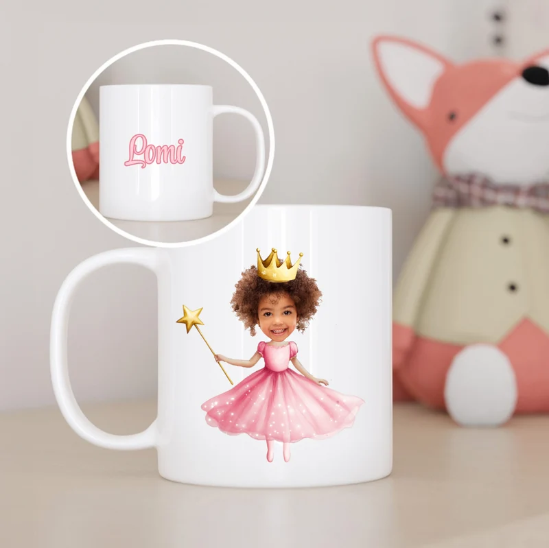 Prinsessa & Ansikte | Personlig barnmugg
