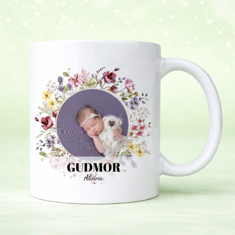 Fotocirkel Blommor | Gudföräldrar | Personlig mugg