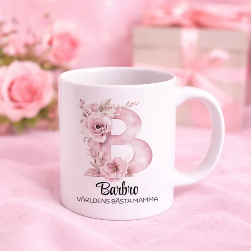 Rosa bokstav | Personlig mugg