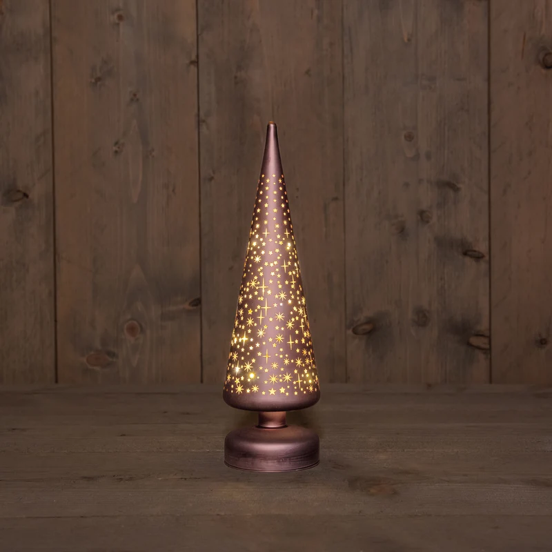 Batteridriven lampa - julgran i matt brons