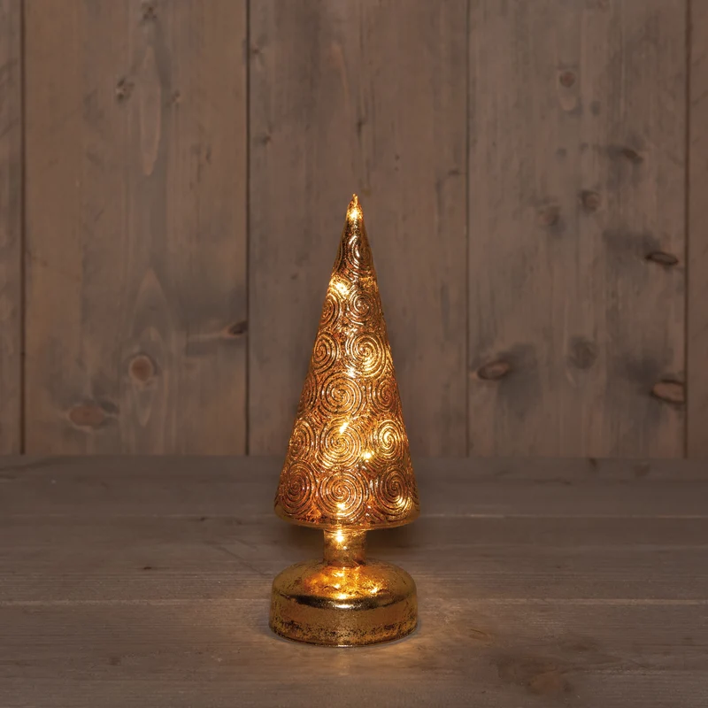 Batteridriven lampa - antik guld julgran