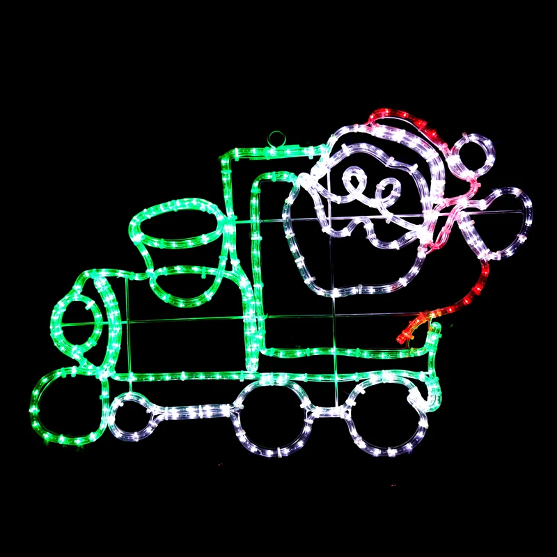 LED -figur - jultomten på sitt tåg - 82x55 cm