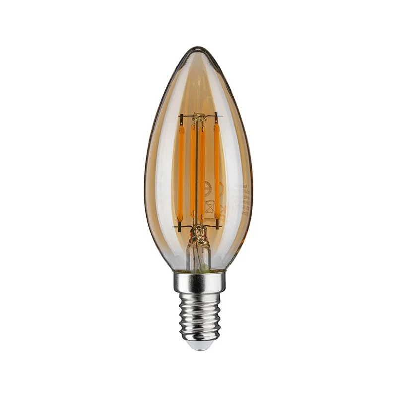 E14 4,7W Vintage LED Kerze Klares 2500K Glas Dimmbar, Gold