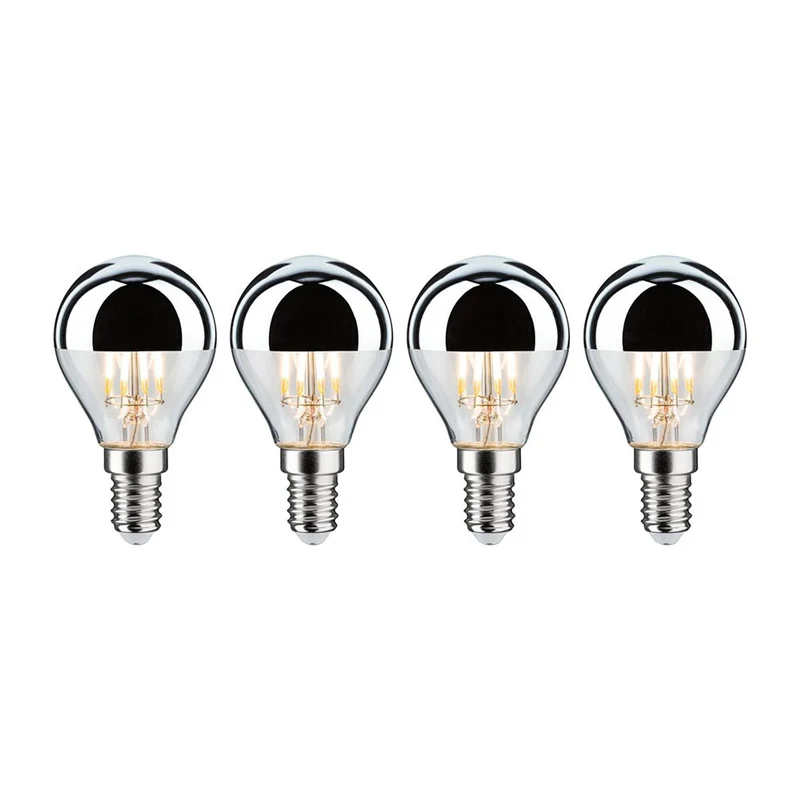 E14 4,8W LED Tropfen 4er-Set 2700K Kopfspiegel Silber
