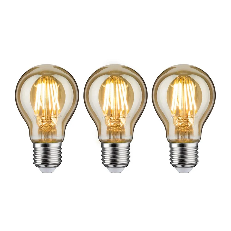 E27 6,5W 3er Leuchtmittel LED Gold 2500K