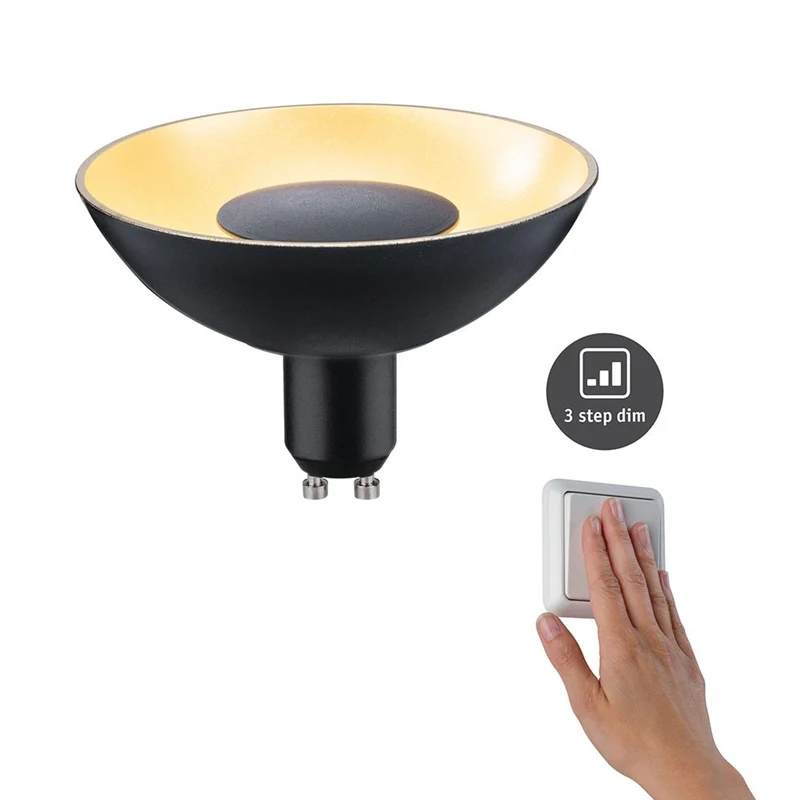 GU10 4,9W LED Reflektor mit 3 Stufen-Dimmer Schwarz, Gold 3000K