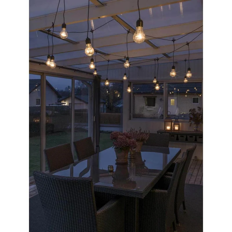 LED Lichtervorhang 20 klare Birnen 160 bernsteinfarbene Dioden IP44