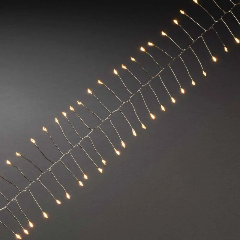 1,5m Micro LED Lichterkette Firecracker mit Timer 60 bernsteinfarbene Dioden batteriebetrieben Innen