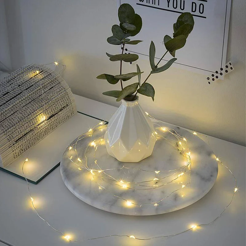 2,4m Micro LED Lichterkette Timer 20 warmweiße Dioden batteriebetrieben Innen