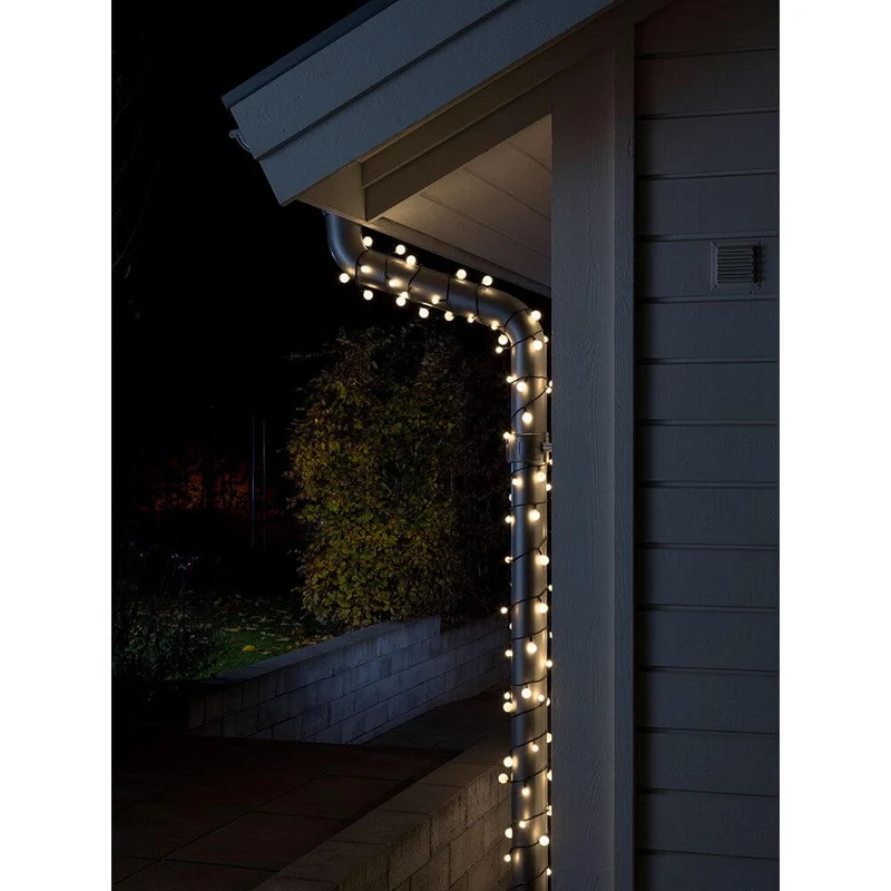 LED Globelichterkette kleine & große runde Dioden 80 Warmweiße Dioden IP44