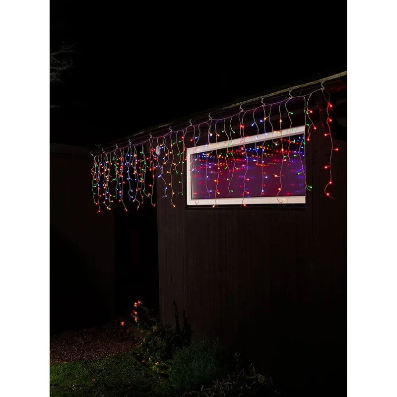 LED Eisregen Lichtervorhang mit bunten Globes 400 bunte Dioden IP44