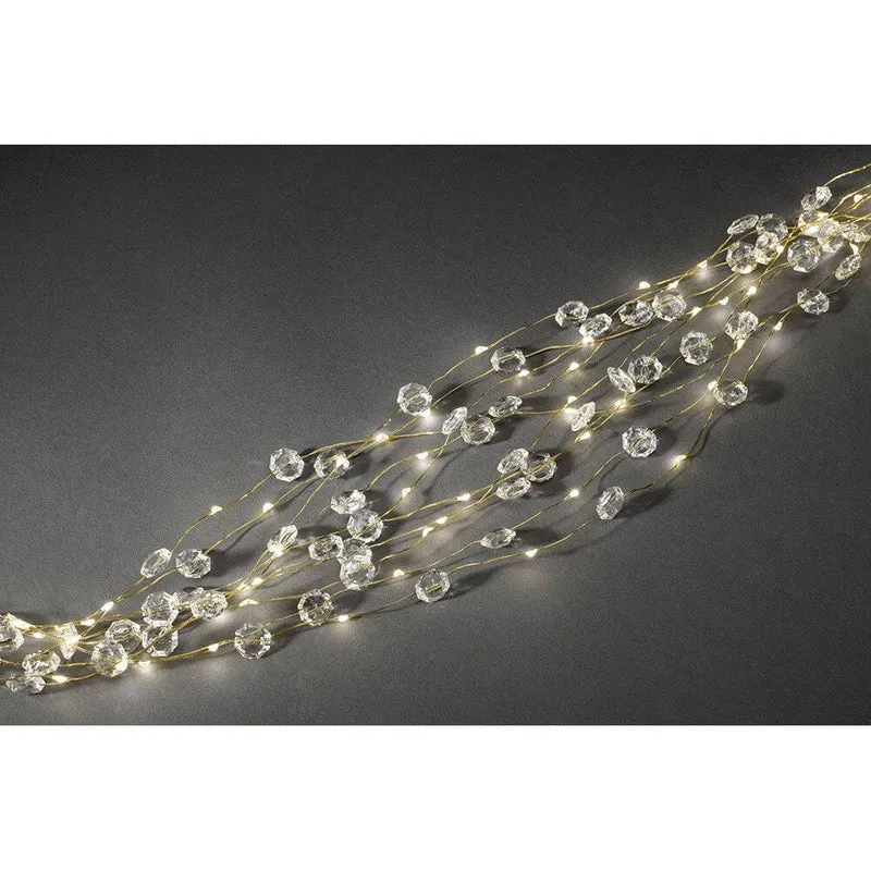 LED Diamantenlametta 10 Stränge mit 9 Dioden 90 Warmweiße Dioden goldfarbener Draht