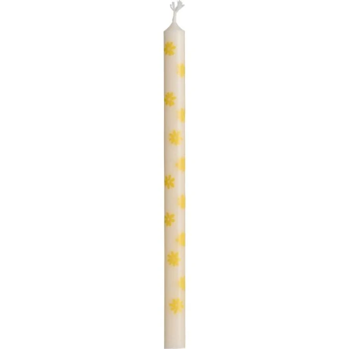 Smala ljus med gula blommor 5-pack