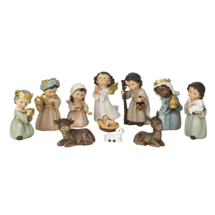 Julkrubba med 11 figurer 3,5 cm - 12,5 cm höga