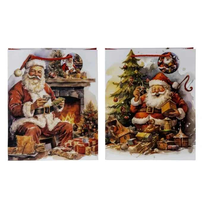 Presentpåsar med handtag och julmotiv 6-pack