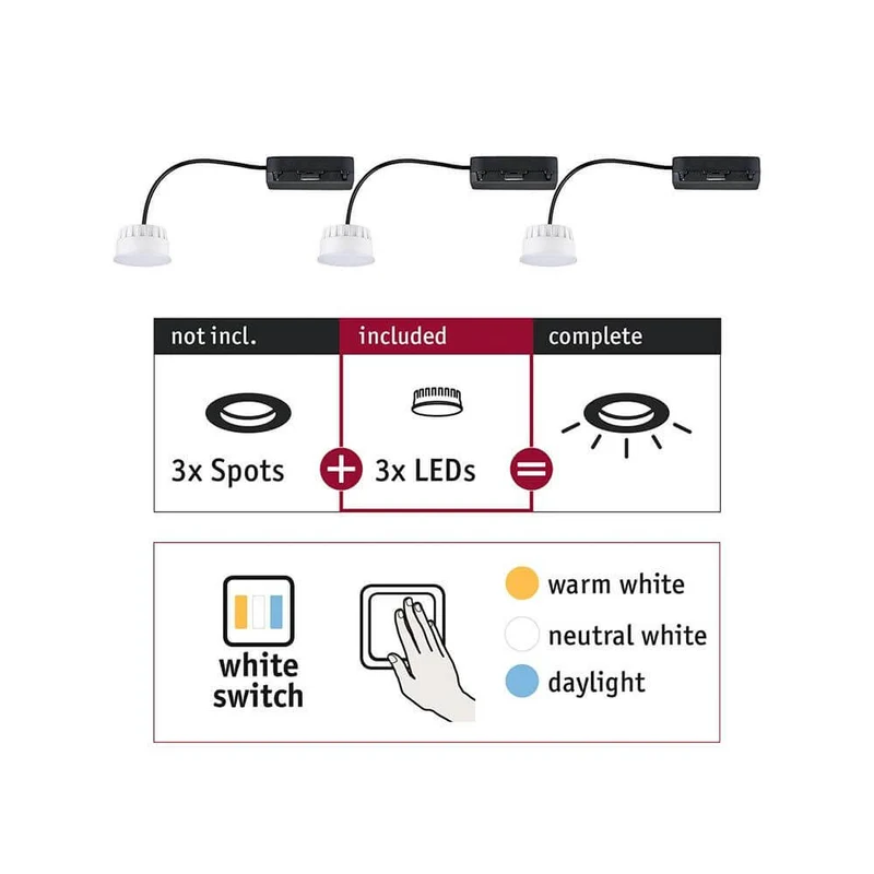 LED Modul Choose 3er-Set Weiß CCT-Switch 2700-6500K