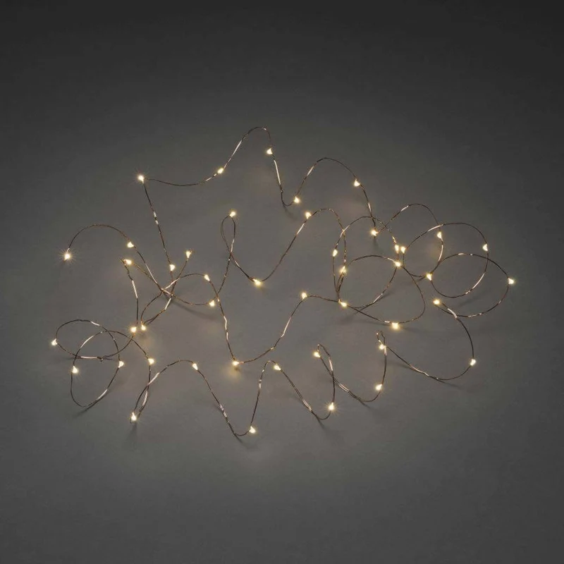 LED Tropfenlichterkette 100 bernsteinfarbene Dioden kupferfarbener Draht