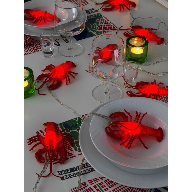 LED Dekolichterkette Krebse 8 Warmweiße Dioden