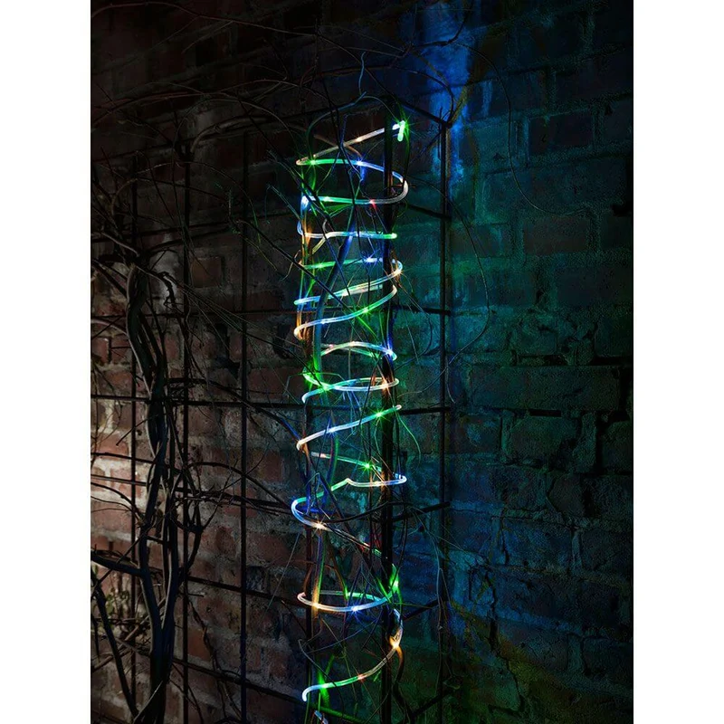 LED Mini Lichterschlauch 5m mit Lichtsensor Timer 65 bunte Dioden batteriebetrieben IP44