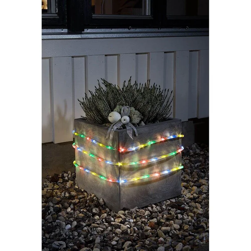 LED Lichterschlauch 6m mit Lichtsensor Timer 96 bunte Dioden batteriebetrieben IP44