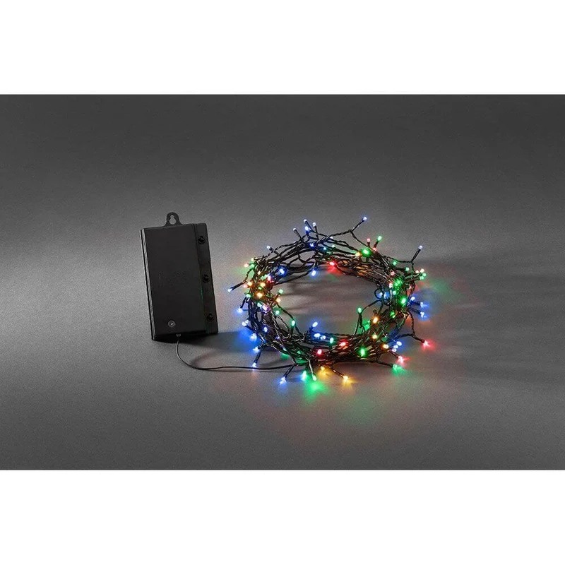 LED Lichterkette Lichtsensor Timer 240 bunte Dioden batteriebetrieben IP44