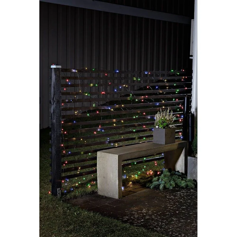 LED Lichternetz 240 bunte Dioden batteriebetrieben IP44