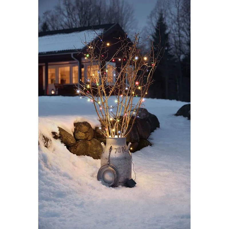 LED Lichterkette Timer 8 Funktionen und Memoryfunktion 128 bunte Dioden batteriebetrieb IP44