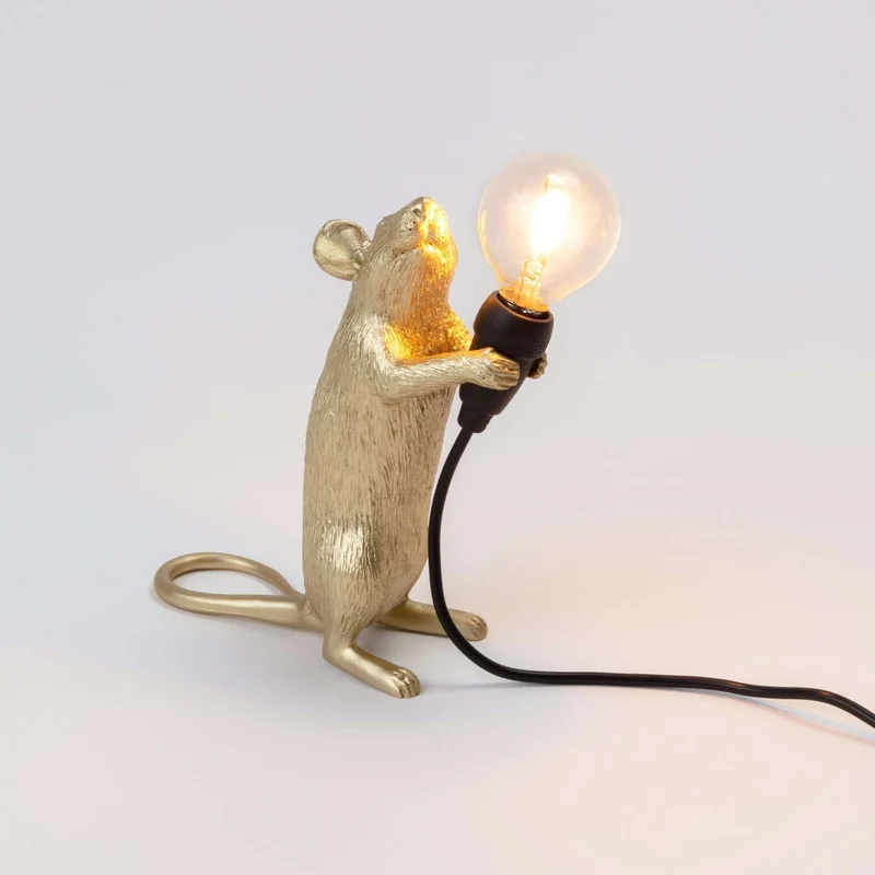Seletti Mouse Lamp Step Tischleuchte USB Gold