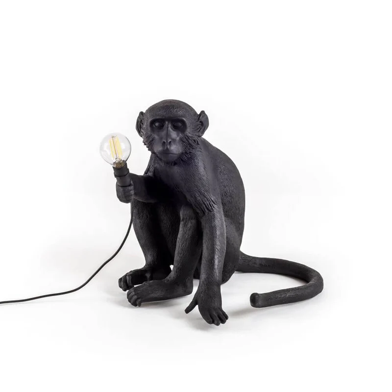 Seletti Monkey Lamp Dekoleuchte Outdoor sitzend Schwarz