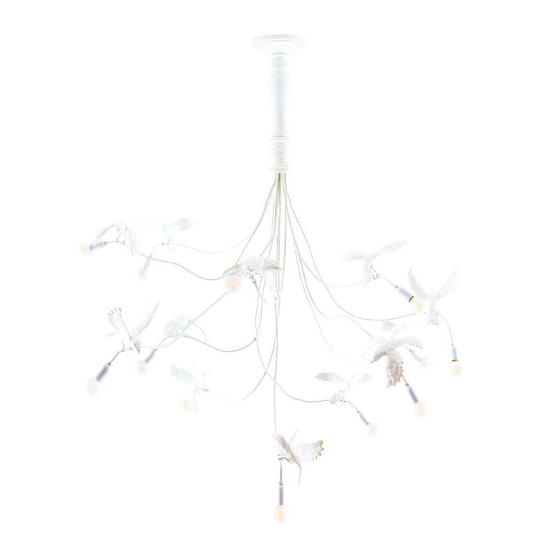 Seletti Sparrow Chandelier LED-Pendelleuchte Harz Weiß