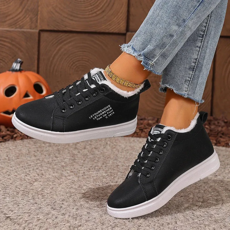 Happy™ VelvetSneakers: Plattform Mysiga Ankel Snörade Sammet Sneakers