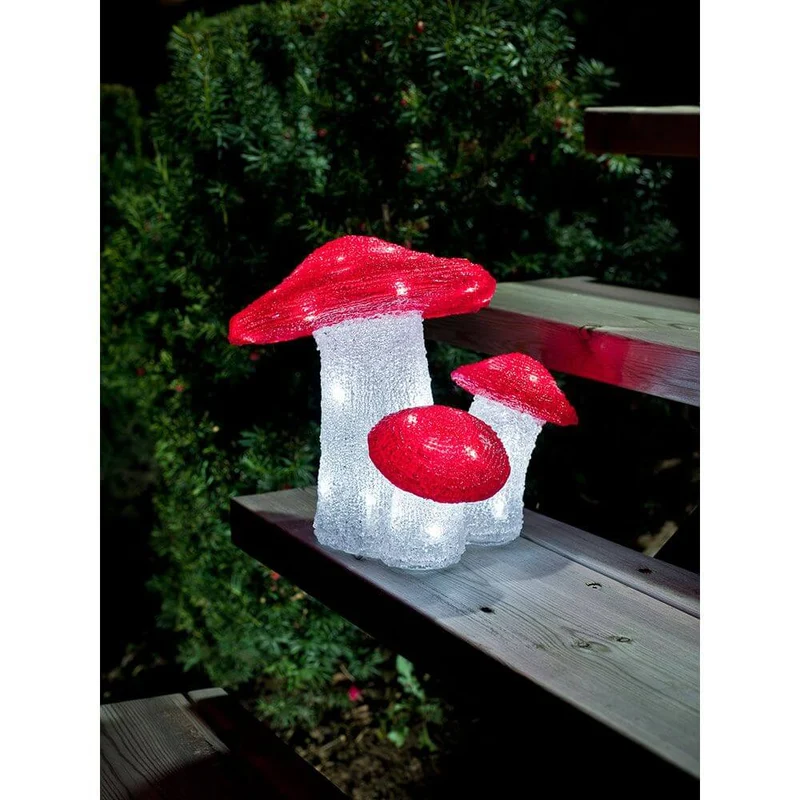LED Acryl Fliegenpilz 3er-Set 48 Kaltweiße Dioden IP44