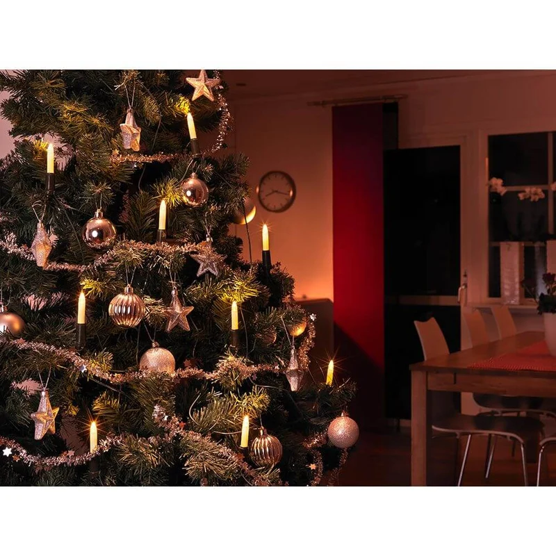 LED Baumkette Schaftkerzen 10 Warmweiße Dioden
