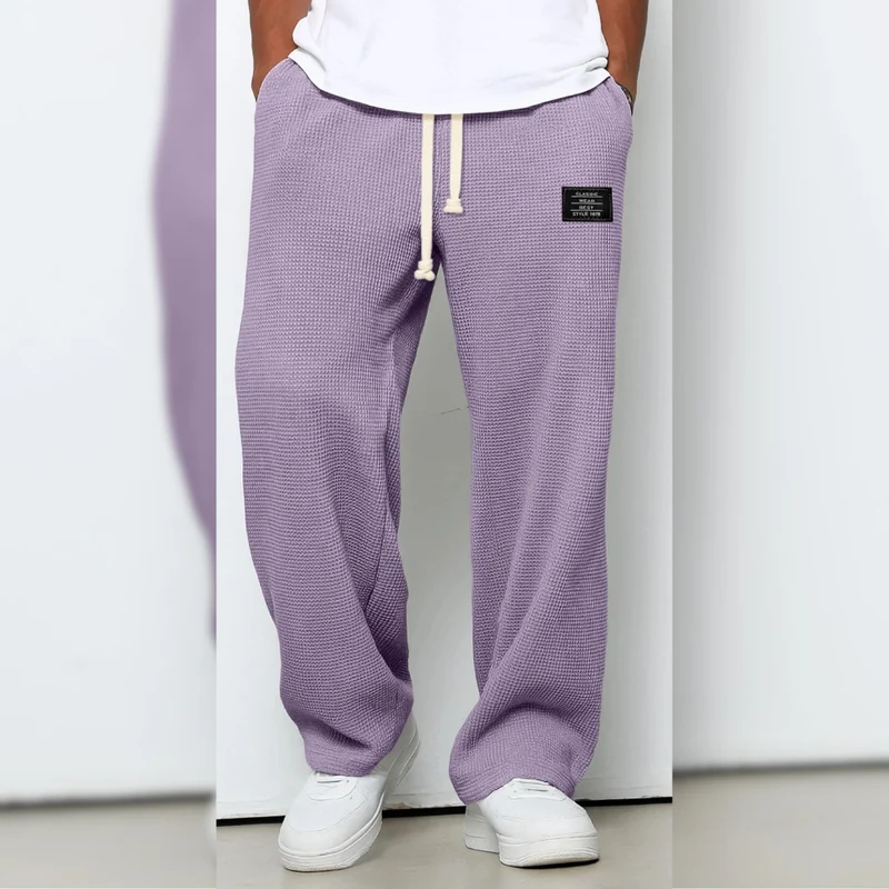 Icone™ WafflePants: Texturerade Avslappnade Komfort Raka-Ben Casual Våffel Byxor