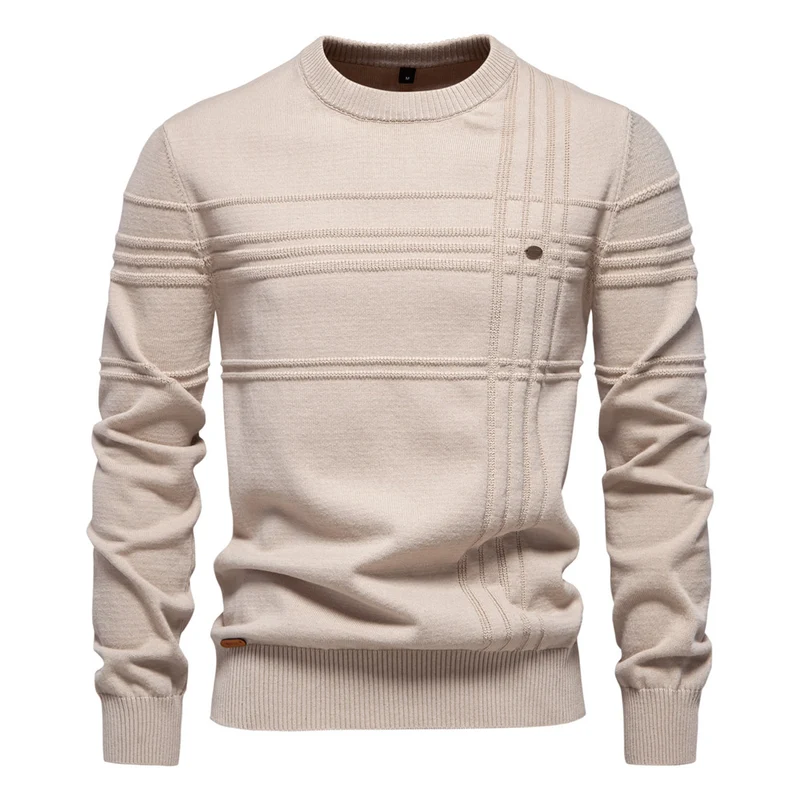 Icone™ StylishSweater: Mäns Runda Hals Mysig Stilren Tröja